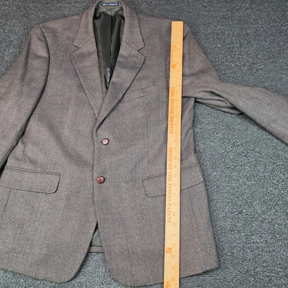 Savile Row Sport Coat Brown Herringbone Mens 44R Wool Blazer Formal Casual Wear